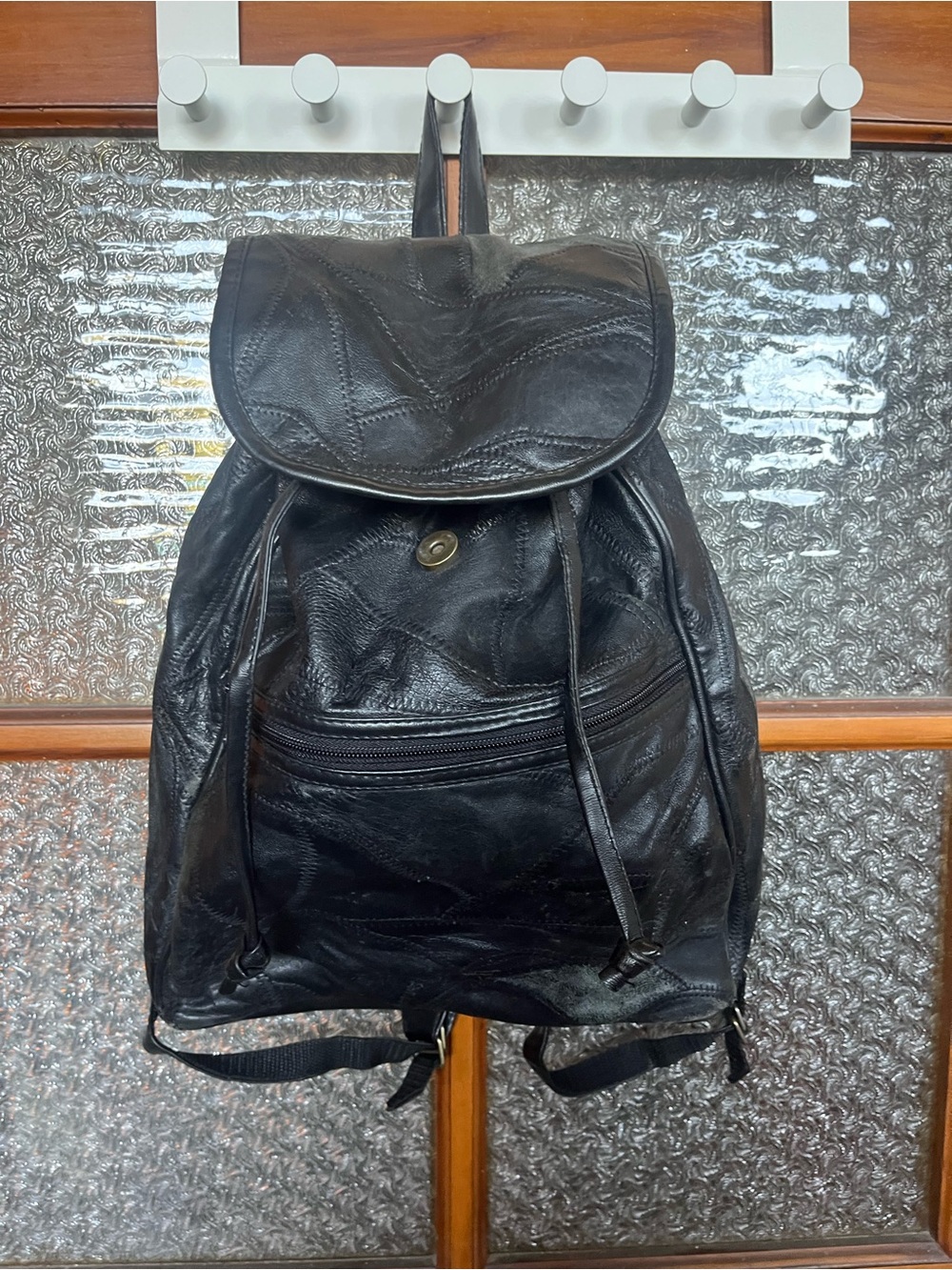 Classic Black Leather Everyday Backpack